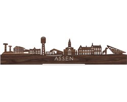 Standing Skyline Assen Notenhout - 40 cm - Woon decoratie om neer te zetten en om op te hangen - Meer steden beschikbaar - Cadeau voor hem - Cadeau voor haar - Jubileum - Verjaardag - Housewarming - Aandenken aan stad - WoodWideCities