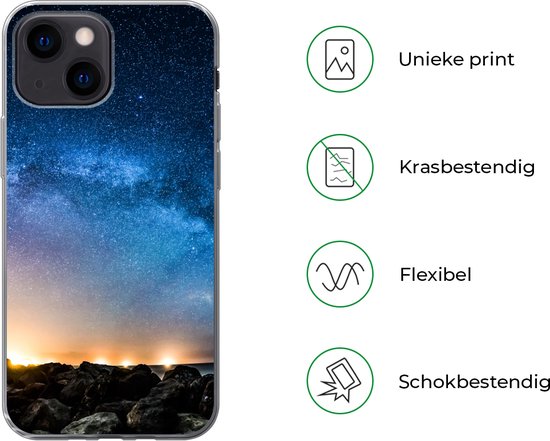 Coque iPhone 13 mini - Galaxie - Univers - Soleil - Siliconen