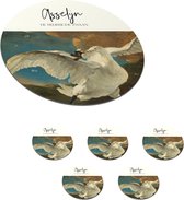 Onderzetters voor glazen - Rond - Schilderij - De bedreigde zwaan - Jan Asselijn - 10x10 cm - Glasonderzetters - 6 stuks
