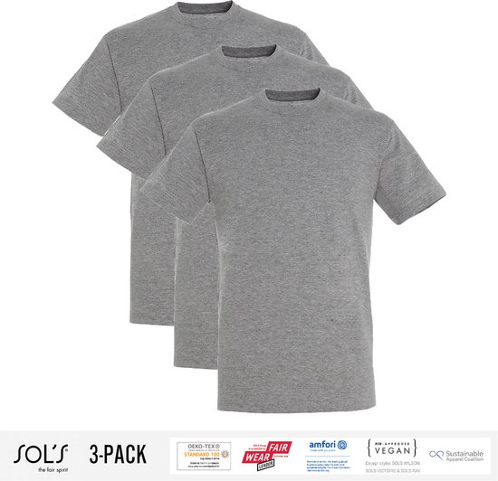 Lot de 3 T-Shirts Sol's Homme 100% Coton Bio Col Rond Grg Taille 3XL