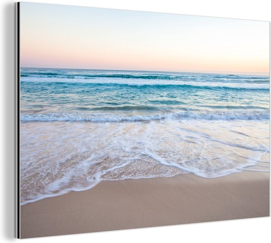 Aluminium schilderij 180x120 cm - Wanddecoratie metaal - Strand - Zee - Pastel - Metalen muurdecoratie woonkamer - Decoratie industrieel - Foto op dibond - Industriële accessoires slaapkamer