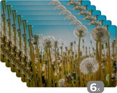 Placemat - Placemats kunststof - Bloemen - Paardenbloem - Grasveld - 45x30 cm - 6 stuks - Hittebestendig - Anti-Slip - Onderlegger - Afneembaar