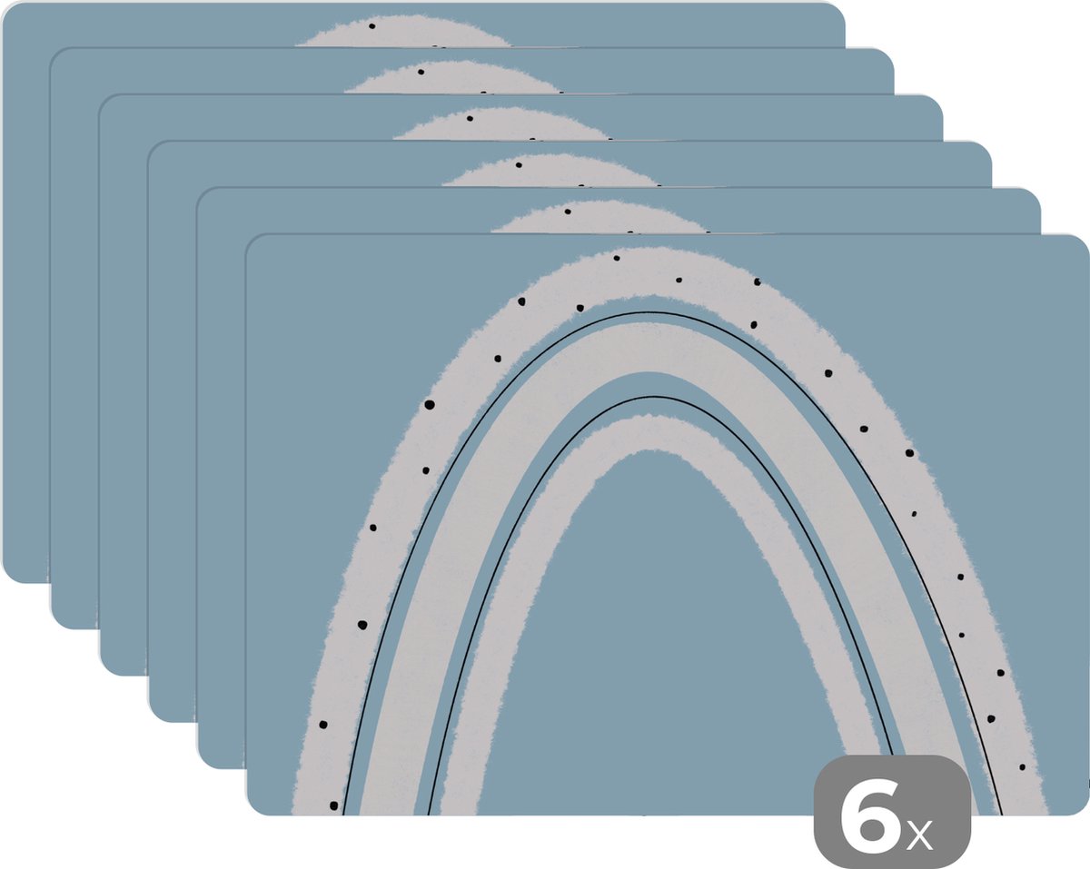 Placemat - Regenboog - Pastel - Abstract - Onderleggers - Placemats - Tafel - 45x30 cm - 6 stuks