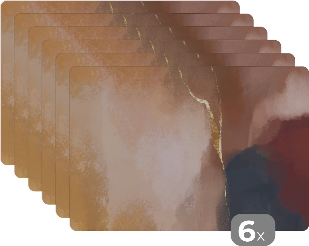 Placemat - Pastel - Verf - Abstract - Placemats - 45x30 cm - Onderzetter - 6 stuks
