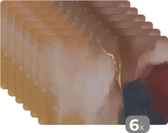 Set de table - Pastel - Peinture - Abstrait - Napperons de table - 45x30 cm - Dessous de verre - 6 pièces