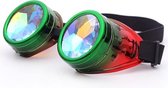 Steampunk goggles kaleidoscoop bril - groen rood - draak spacebril