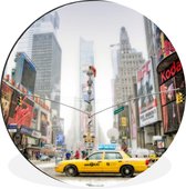 WallCircle - Wandcirkel - Muurcirkel - Taxicabs in New York City - Aluminium - Dibond - ⌀ 90 cm - Binnen en Buiten