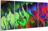 GroepArt - Glasschilderij - Krokus - Blauw, Groen, Rood - 160x80cm 4Luik - Foto Op Glas - Geen Acrylglas Schilderij - 6000+ Glasschilderijen Collectie - Wanddecoratie