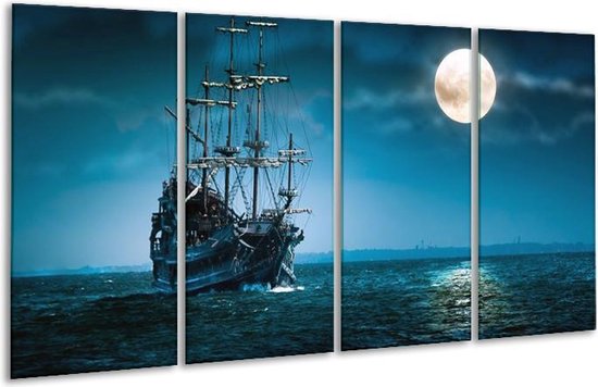 Bateau de peinture sur verre | Bleu, blanc, noir | 160x80cm 4 Liège | Tirage photo sur verre |  F002632