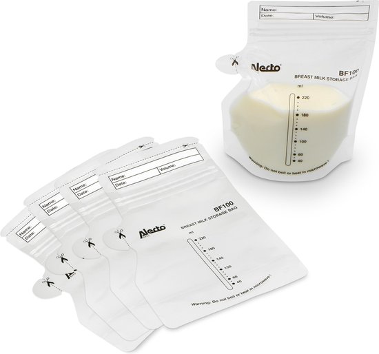Alecto BF100 - Moedermelk bewaarzakjes 220 ml, 100 stuks - Alecto