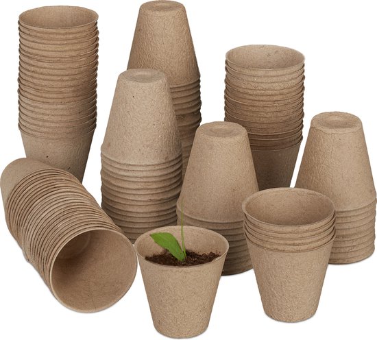 kweekpotjes - set van 120 - cellulose - 7,5x8 cm - rond - klein