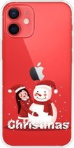 Christmas Series Clear TPU beschermhoes voor iPhone 12 mini (Girl Snowman)