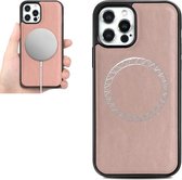 Crazy Horse Texture PU Leather Skin Magnetische Patch TPU Schokbestendig Magsafe-hoesje voor iPhone 12 mini (Rose Gold)