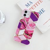 Glitterpoeder gegalvaniseerd marmer TPU telefoonhoesje voor iPhone 12 mini (paars)