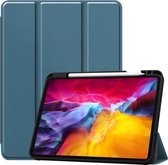 Pure kleur horizontale flip TPU + PU lederen tas met drievoudige houder & slaap- / wekfunctie & pen-sleuf voor iPad Pro 11 (2021) (dard groen)