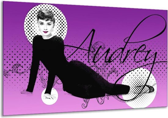 Canvas schilderij Audrey | Zwart, Wit, Paars |