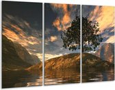 GroepArt - Schilderij -  Natuur - Grijs, Blauw, Wit - 120x80cm 3Luik - 6000+ Schilderijen 0p Canvas Art Collectie