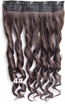 Clip in hair extensions 1 baan wavy bruin - 4#
