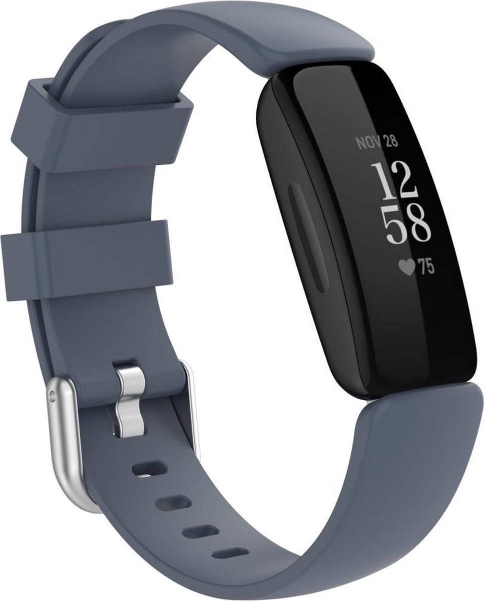 By Qubix - Compatible Fitbit bandje - Geschikt voor Fitbit Inspire 2 & Ace 3 - Sportbandje met gesp - Maat: Large - Grijs Smartwatchbandje bandje Armband Polsband Strap Band Watchband