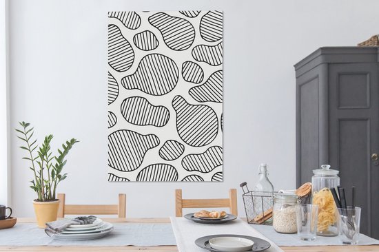 Motif taches à rayures noir et blanc 80x120 cm - Tirage photo sur toile (Décoration murale salon / chambre)
