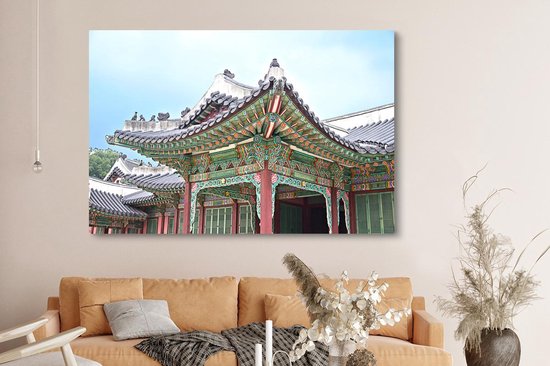 Texture traditionnelle coréenne en toile Changdeokgung 180x120 cm - Tirage photo sur toile (Décoration murale salon / chambre) XXL / Groot format!