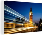 Canvas Schilderij De Big Ben met een lichtstraal in Londen - 90x60 cm - Wanddecoratie