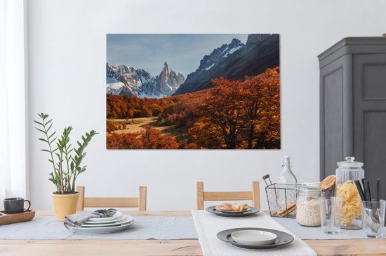 Le beau paysage du Cerro Chaltén à l'automne Toile 140x90 cm - Tirage photo sur toile (Décoration murale salon / chambre)