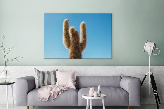Tableau sur toile Cactus avec ciel bleu - 120x80 cm - Décoration murale