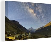 Canvas Schilderij Sterrenhemel - Bergen - Tibet - 30x20 cm - Wanddecoratie