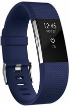 Siliconen Smartwatch bandje - Geschikt voor Fitbit Charge 2 siliconen bandje - donkerblauw - Strap-it Horlogeband / Polsband / Armband - Maat: Maat L