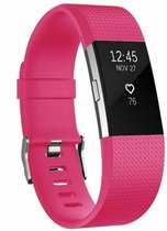 Siliconen Smartwatch bandje - Geschikt voor Fitbit Charge 2 siliconen bandje - knalroze - Strap-it Horlogeband / Polsband / Armband - Maat: Maat S