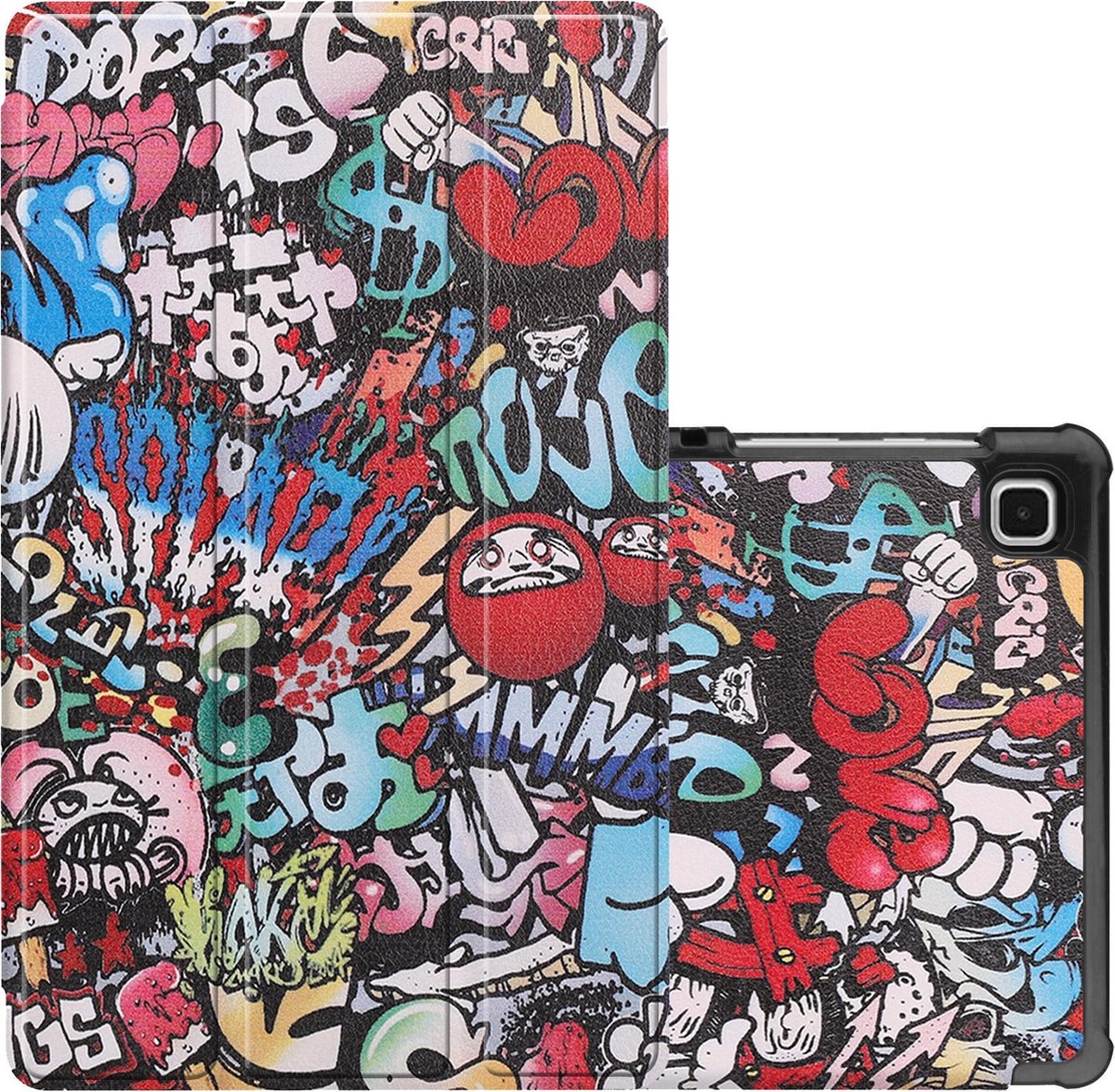 Hoes - Geschikt voor Samsung Galaxy Tab A7 Lite - Dun & Stevig - Trifold Bookcase - Hard Cover - Hardcover Book Case - Tablet Hoesje - Graffity