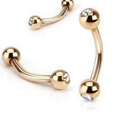 Piercing rond gold plated rose kleur wit steentje