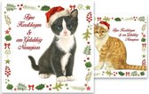 Kaarten - Kerst - Franciens katten - Poezen met kerstmuts - 2 motieven - 10 st.