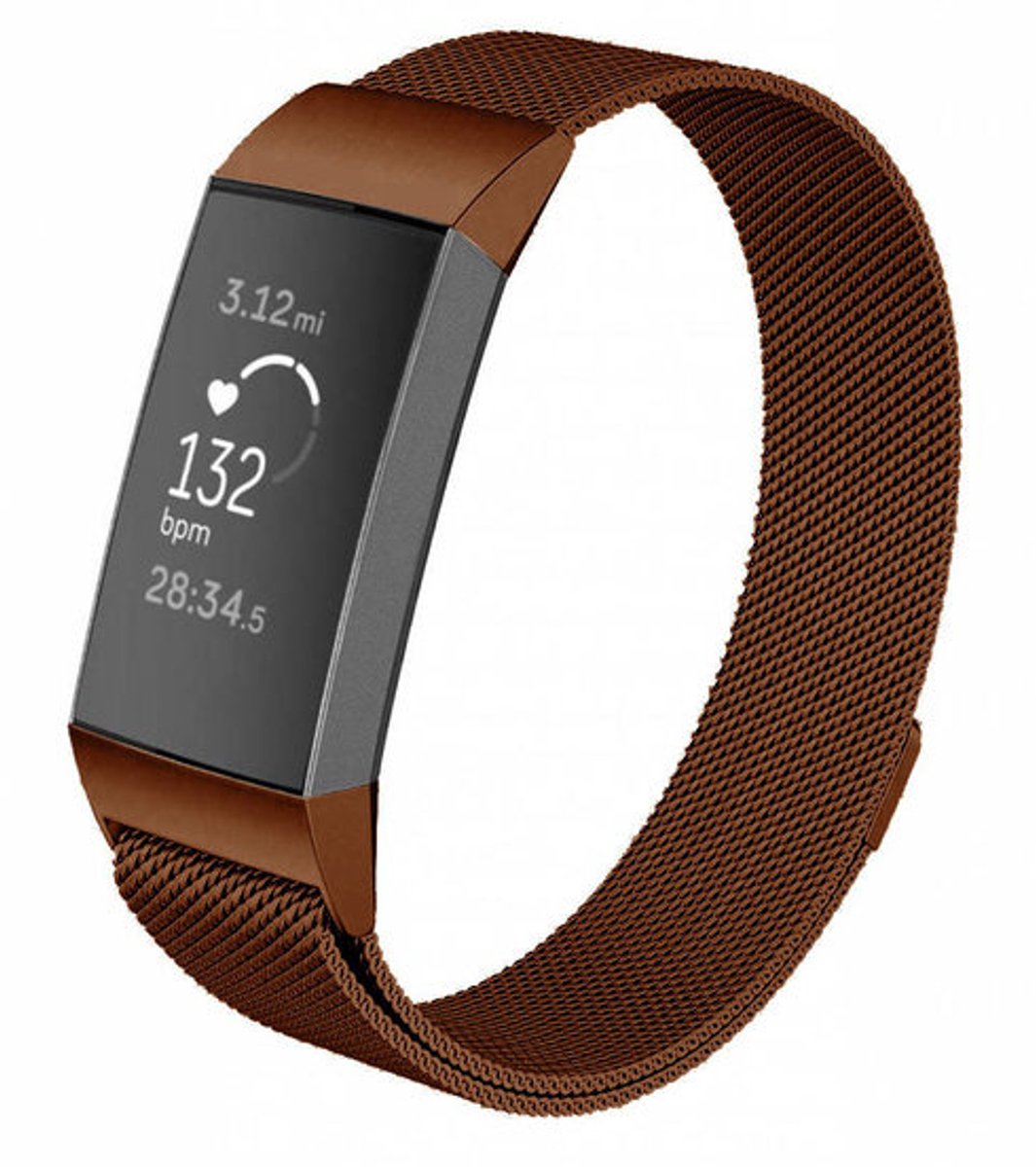Fitbit Charge 3&4 Milanese band - bruin - Large