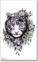 Tattoo rainbow tiger - plaktattoo - tijdelijke tattoo - 12 cm x 9 cm (L x B)