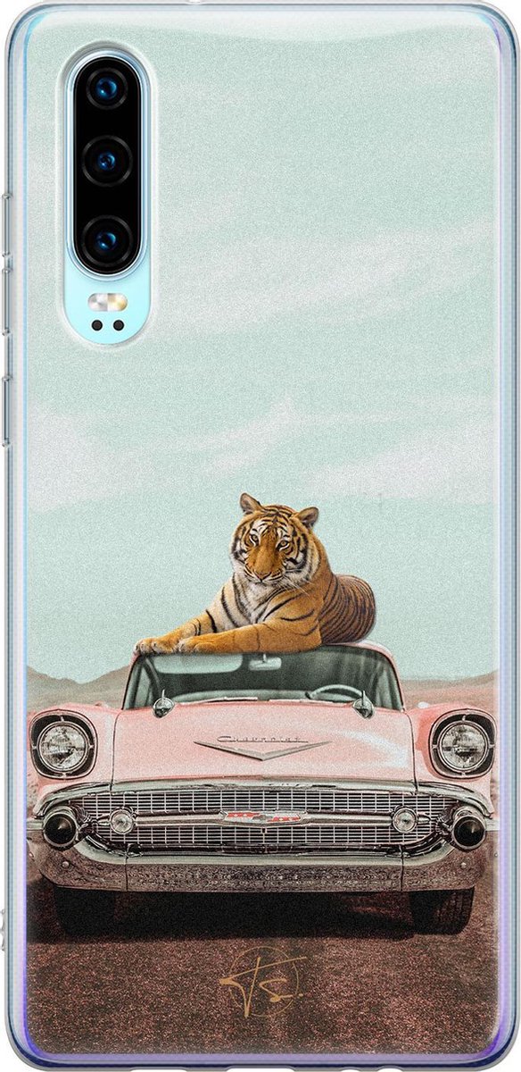 Huawei P30 hoesje - Chill tijger - Siliconen - Soft Case Telefoonhoesje - Print - Multi