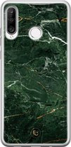 Huawei P30 Lite hoesje - Marble jade green - Siliconen - Soft Case Telefoonhoesje - Marmer - Groen