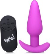 21X Vibrating Silicone Butt Plug with Remote Control - Purple - Butt Plugs & Anal Dildos -