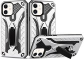 Schokbestendige TPU + pc-beschermhoes met houder voor iPhone 12 mini (zilver)