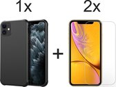 iPhone 11 hoesje zwart shock proof siliconen case hoes cover hoesjes - 2x iPhone 11 screenprotector