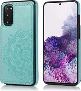 Voor Samsung Galaxy S20 Plus Mandala-patroon met dubbele gesp PU + TPU-beschermhoes met kaartsleuven en houder & fotolijst (groen)