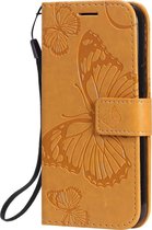 Apple iPhone 12 Mini Hoesje - Mobigear - Butterfly Serie - Kunstlederen Bookcase - Cognac - Hoesje Geschikt Voor Apple iPhone 12 Mini