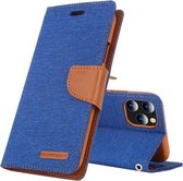 Voor iPhone 12 Pro Max GOOSPERY CANVAS DAGBOEK Cross Texture Horizontale Flip Leren Case met Kaartsleuven & Portemonnee & Houder (Blauw)