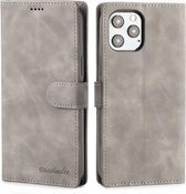 Diaobaolee Pure Fresh Texture Horizontale Flip Leren Case voor iPhone 12 Pro Max, met houder & kaartsleuven & portemonnee & fotolijst (grijs)