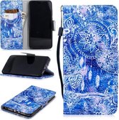 Voor Huawei P20 Pro Gekleurd tekeningpatroon Horizontaal Flip TPU + PU lederen hoesje met houder & kaartsleuven & portemonnee & lanyard (blauw windgong)