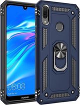 Armor schokbestendige TPU + pc-beschermhoes voor Huawei Y7 (2019), met 360 graden rotatiehouder (blauw)