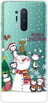 Voor OnePlus 8 Pro Christmas Series transparante TPU beschermhoes (Penguin Family)