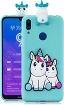 Voor Huawei Y7 2019 3D Cartoon patroon schokbestendig TPU beschermhoes (paar eenhoorn)
