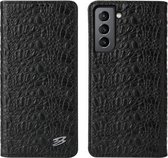 Voor Samsung Galaxy S21 5G Fierre Shann Krokodil Textuur Magnetische Horizontale Flip Lederen Case Met Houder & Card Slot (Zwart)